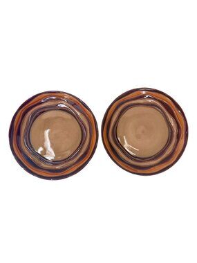 SET OF 2 SABATIER STONEWARE WAVES BROWN 4093 SALAD PLATES